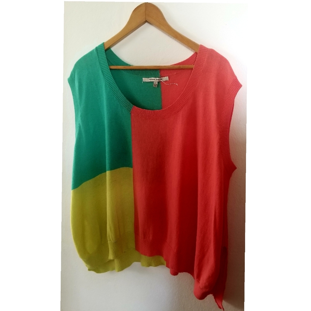 Women's Multicolored Sleeveless Oversized  Sweater